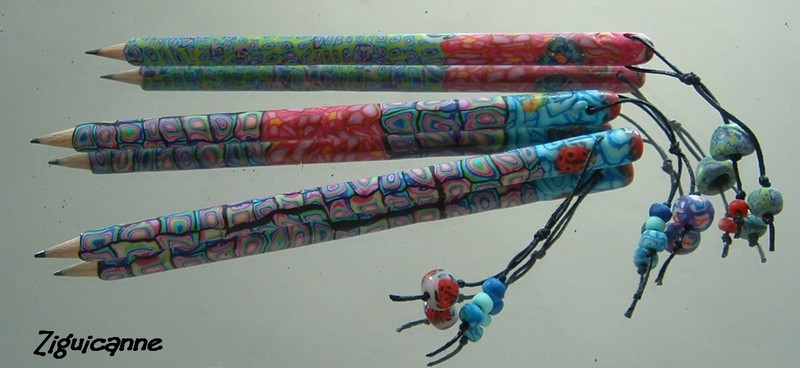 crayons customisés avec la canne faux-claygun