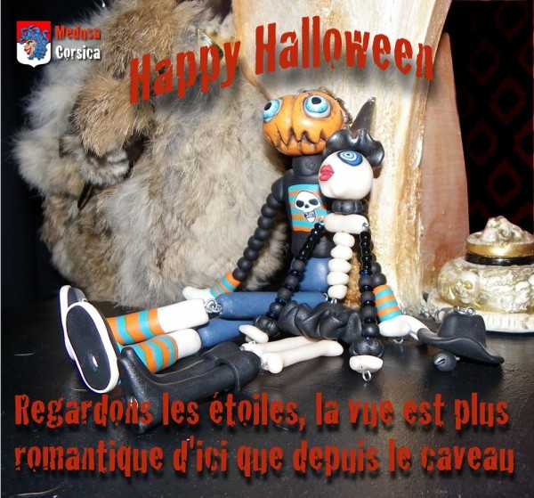 Clair de Lune pour Halloween, medusette zombie et jack o'lantern en amoureux ;-)