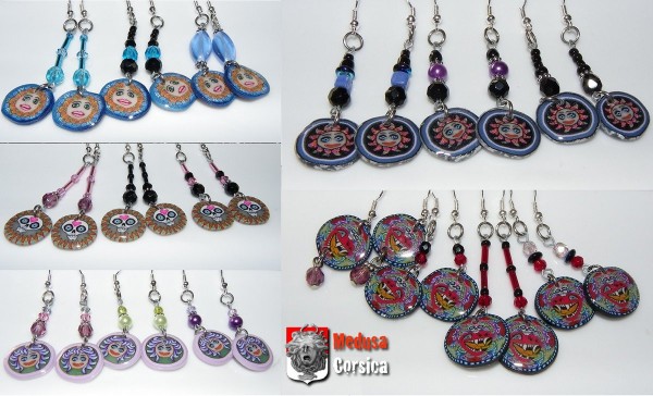 boucles d'oreilles à facettes sous crochets, millefioris variés