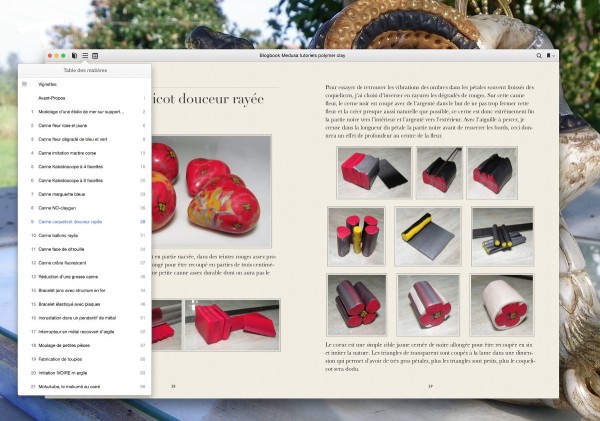 livre ouvert avec le sommaire cliqué sur iBooks format iMac